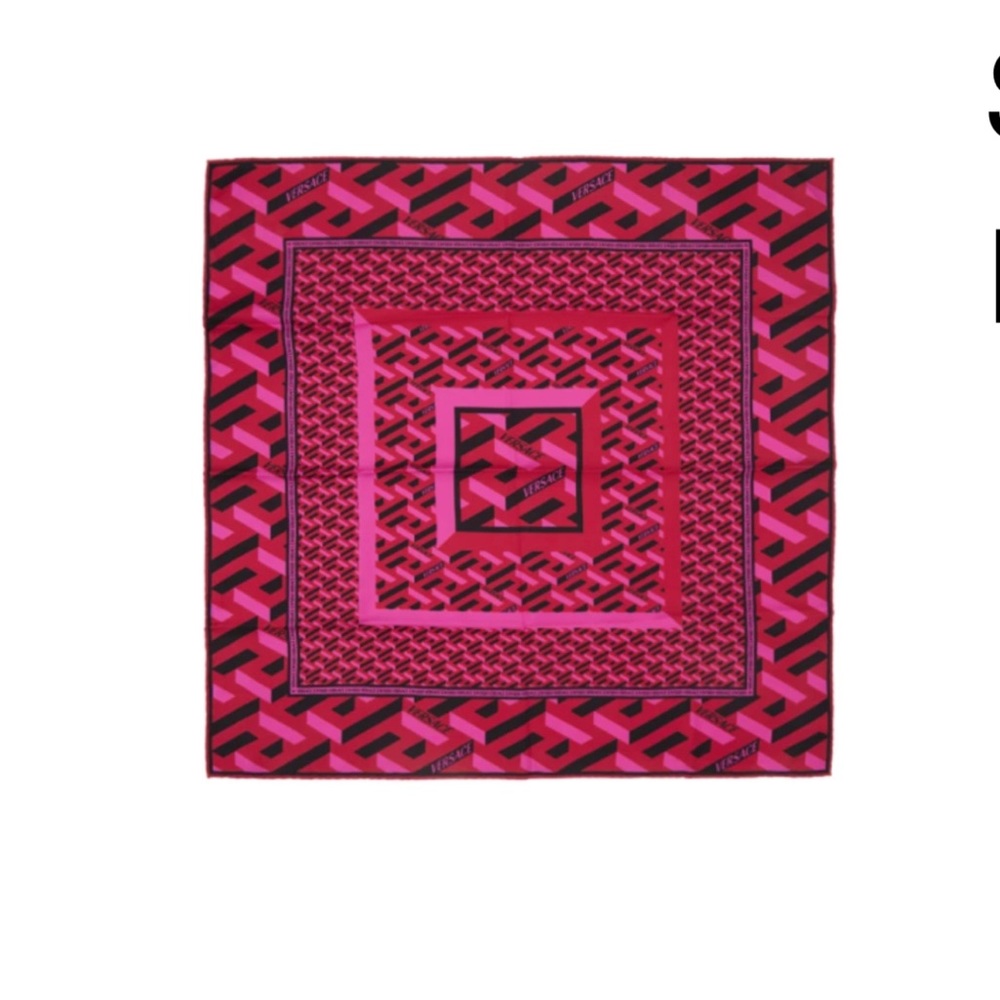 Brand New Authentic Versace Pink & Red ‘La Greca’ Scarf